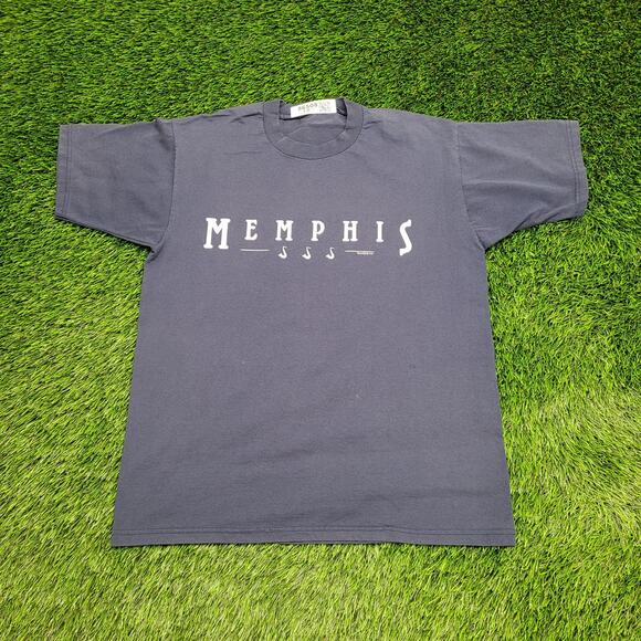 Vintage 1998 Memphis Shirt Medium 20x26 Faded Blue - Picture 1 of 13